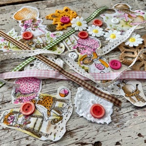 Holly Hobby Textile Scrap Pack: Vintage Fabric for Junk Journals, Slow Stitch, Mixed Media immagine 11