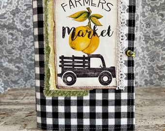 Farmer’s Market Farmhouse Truck Handmade Softcover Fabric Junk Journal