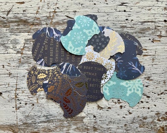 Whale Tail punched tabs 25 count CHRISTMAS BLUE assortment for page tabs, tag toppers, dividers, envelope closures