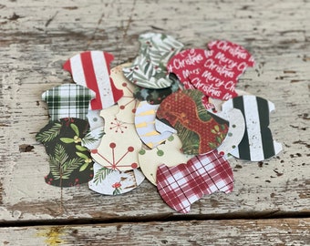 Whale Tail punched tabs 25 count FARMHOUSE CHRISTMAS/BOTANICAL assortment for page tabs, dividers, tag toppers, envelope closures