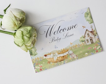 Welcome Baby Card: Printable Folded Greeting Card (Digital Download, PDF, Canva Template