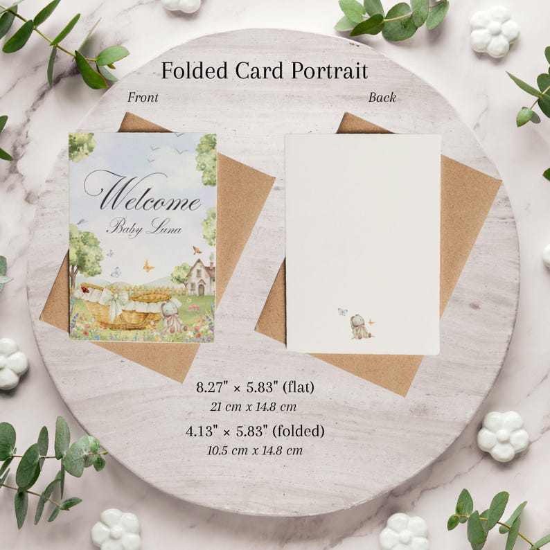 Welcome Baby Card Printable, Folded Baby Card Template, New Baby Gift ...