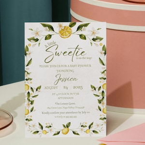 Invito Baby Shower Limone per Bambina Modello Modificabile Invito Boho Acquerello Agrumi Invito Stampabile Baby Shower Estivo Download Digitale
