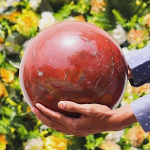 Large Red Jasper Sphere: Chakra Healing Crystal Ball, Metaphysical Decor