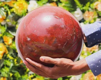 Large Red Jasper Sphere: Chakra Healing Crystal Ball, Metaphysical Decor