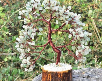 Green Aventurine Crystal Tree: Handmade Copper Bonsai for Luck & Abundance