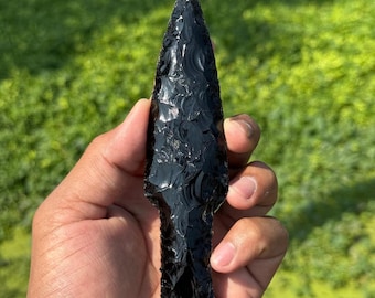 Large Black Obsidian Sword Obsidian Knife Man Handmade Knife Gemstone Knives Hand Knapped Obsidian Blades Quality Crystal Knife 6&quot;Inches.
