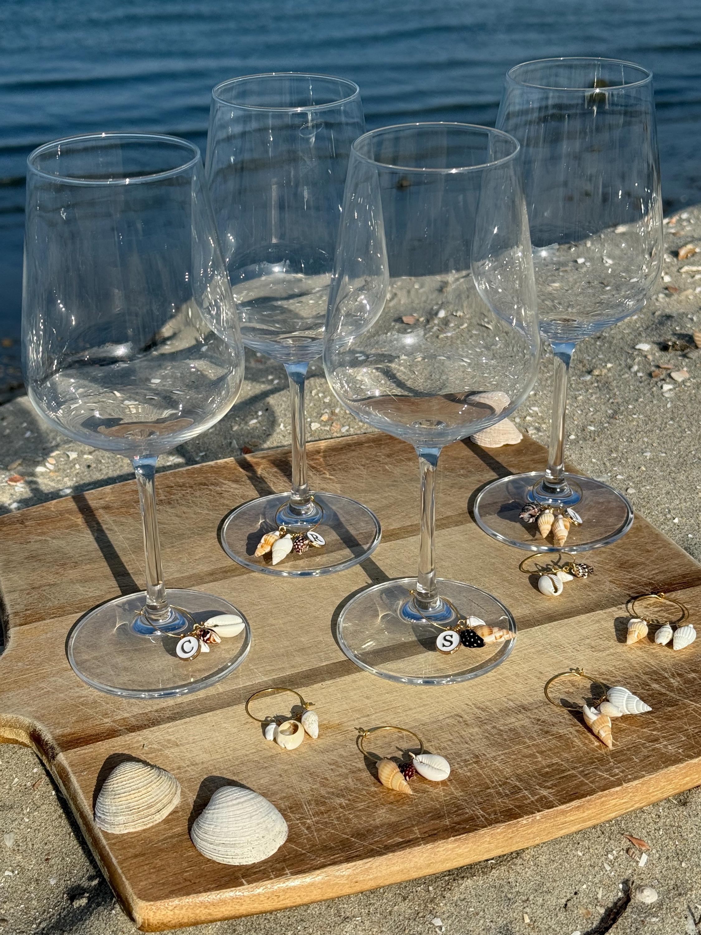 Sea Shell Wine Rack Danity Seashell Wine Charms - Luxury Beach Accessories - Coastal Party ...