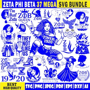 Pacchetto SVG Zeta Phi Beta: disegni di confraternite, clipart di colombe e regine (download digitale)