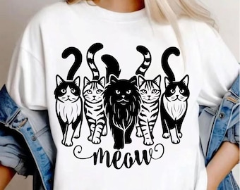 Five Cats SVG, Walking Cat Silhouette Cut File (Digital Download)