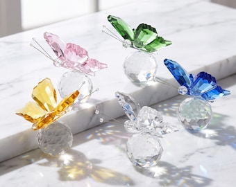 Crystal Glass Butterfly Figurine, Decorative Butterfly Ornament Gift, Elegant Tabletop Decor for Home Shelf Desk
