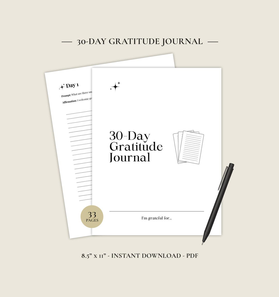 30-day Gratitude Journal Printable • Daily Reflection Prompts • Instant ...