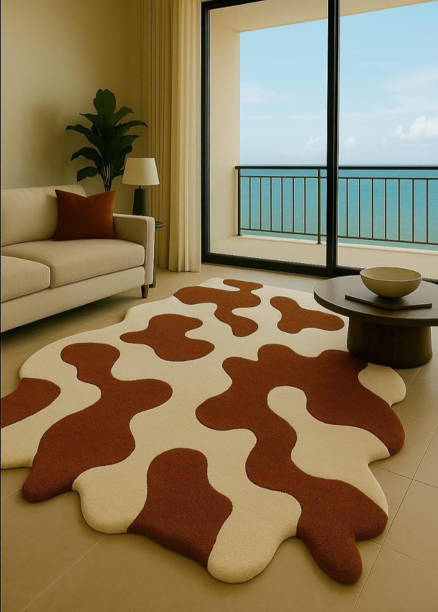 Irregular Abstract Cowhide Rug, Hand ...