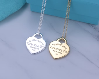 Naszyjnik w kształcie serca ze srebra S925, damski naszyjnik Tiffany, prezent urodzinowy