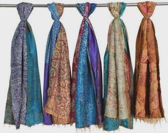 Handgemachte indische Seide Kantha Wendeschal verschiedene Farben