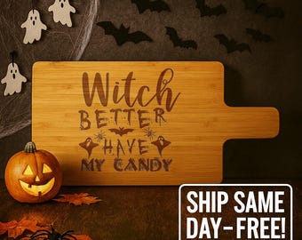 Halloween Witch Bamboo Cheeseboard | Spooky Entertaining Decor 4 Design Selection
