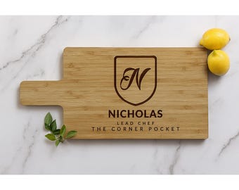Personalized Engraved Bamboo Cheese Board: Monogrammed Chef Gift