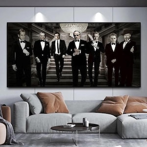 Godfather Poster Classic Movie Gangster Canvas Paintings Cool Black and White Wall Art Picture for Modern Home Living