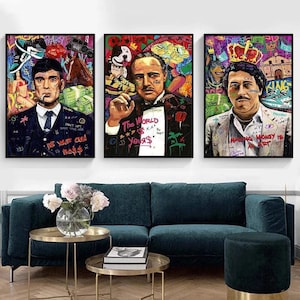 Thomas Shelby x Pablo Escobar x Godfather Canvas Painting Graffiti Wall Art Decor Home