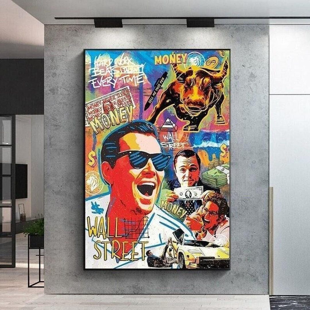 Wolf of Wall Street Canvas Art Bull, Money, Motivational Movie