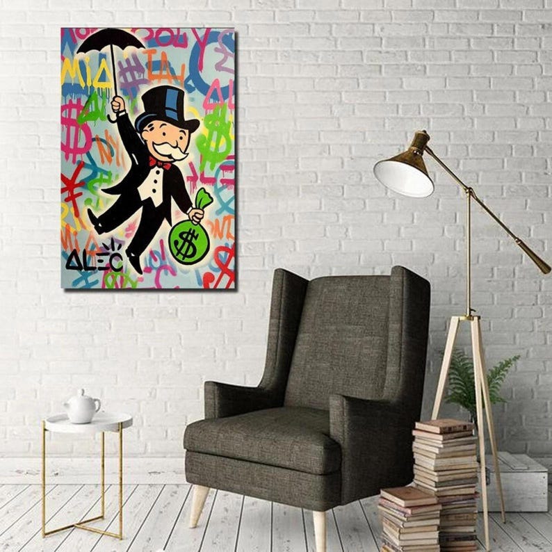 Alec Monopoly Graffiti Art Canvas Print: Fly Money Cartoon - Etsy