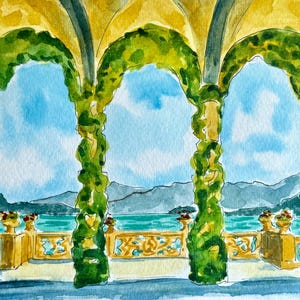 Villa Balbianello, Como Lake - original  Watercolor