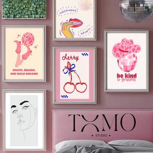 Póster digital colorido "Vibes & Smile" / 21 piezas imprimibles para pared / Decoración para sala de estar / Tamaños A3-A6