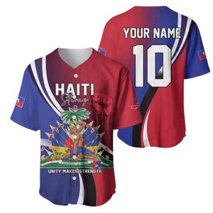 Personalized Haiti Strong Baseball Jersey Shirt, Custom Name Number Haitian Pride Button Tee, Unity Makes Strength Gift Top for Fans