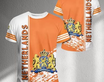 Netherlands Orange Crest T Shirt, Dutch Lion Coat Of Arms Tee, Holland Football Fan Jersey, Royal Oranje Supporter Unisex Top Shirt
