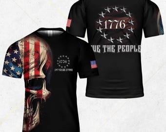 Camiseta con calavera patriótica "We The People" de 1776, camiseta con gráfico de la bandera de Betsy Ross, camiseta con el orgullo estadounidense "United We Stand", camiseta de regalo para veteranos de EE. UU.