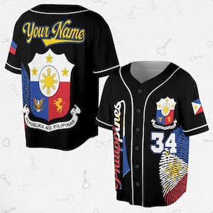 Philippines Baseball Jersey – Custom Name & Number, Filipino Pride Shirt, National Flag Apparel