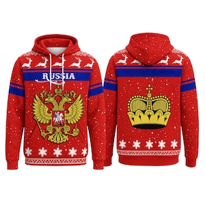 Sweat-shirt à capuche de Noël en Russie, impression 3D, cadeau de vacances en Russie pour hommes et femmes