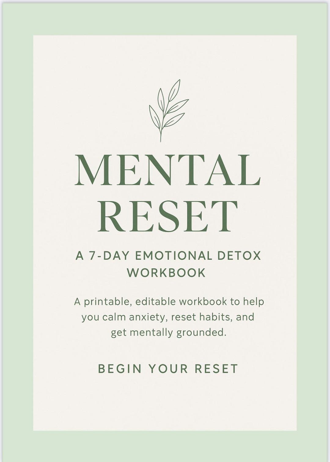 Mental Reset Workbook | 7-day Emotional Wellness Journal | Guided Self ...