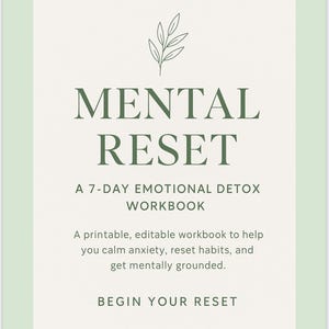 Mental Reset Workbook | 7-Day Emotional Wellness Journal | Guided Self-Care PDF | Digital Download for Anxiety, Clarity, and Inner Peace