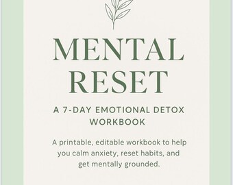 Mental Reset Workbook | 7-Day Emotional Wellness Journal | Guided Self-Care PDF | Digital Download for Anxiety, Clarity, and Inner Peace