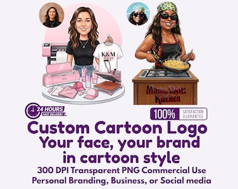Custom logo design, Cartoon Portrait PNG Clipart, business logo Design, Custom Portrait Logo,business cards, Digital Download,Commercial Use
