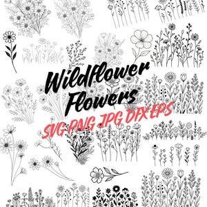 Wildflower Svg Bundle,Flower svg,Floral svg Bundle,Minimalist Flower Bouquet,Floral svg,Botanical svg,nature svg, flower sketch svg T-shirt