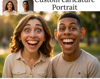 Custom Caricature Portrait, Funny Portrait from Photo, Christmas Gift, Personalised Drawing From Photo, Couples, Friends, Pets, Family,
