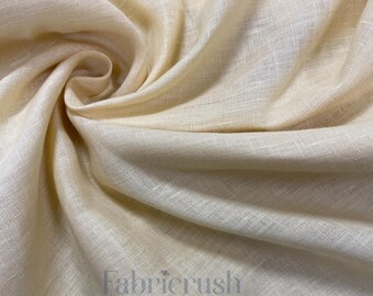 Pure Soft Ivory Linen Fabric by the Yard – Breathable Natural Linen Cloth for Sewing, Apparel, Curtains, Table Linens, Home Decor & Crafts