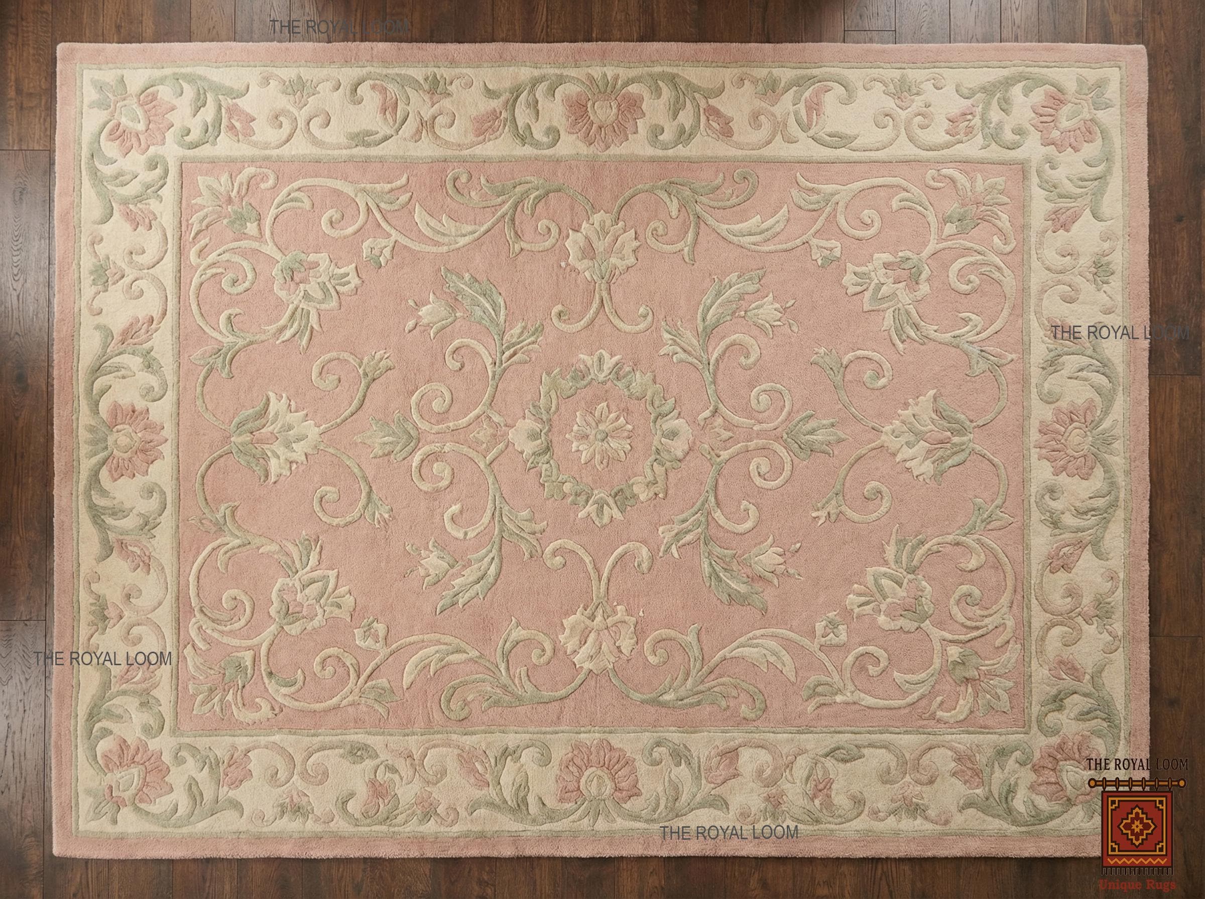 Elegant Pink French Country Floral Hand-tufted Wool Rug for Romantic ...