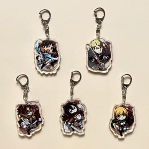 Attack on Titan Acrylic Keychain, Attack on Titan Double Side Acrylic Keychain, Eren Yeager, Mikasa Ackerman, Armin Arlert, Gift for friends