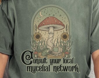Consultez votre réseau local Mycelial Network T-shirt vintage 90's Comfort Colors : Sweatshirt rétro Cottagecore An 2000