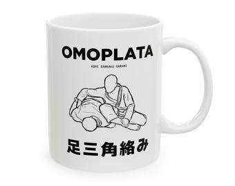 Omoplata BJJ Blueprint Mug 11oz, Brazilian Jiu Jitsu Mug, Martial Art Gift for Grapplers