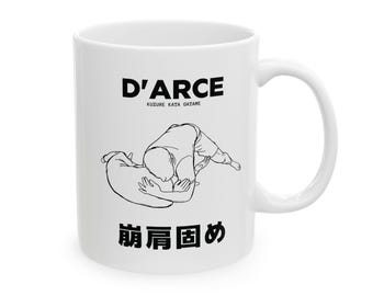 D'Arce Choke BJJ Blueprint Mug 11oz, Brazilian Jiu Jitsu Mug, Martial Art Gift for Grapplers