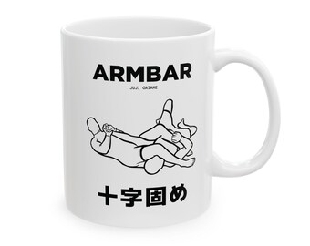 Armbar BJJ Blueprint Mug 11oz, Brazilian Jiu Jitsu Mug, Martial Art Gift for Grapplers