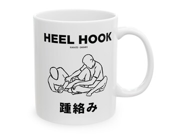 Heel Hook BJJ Blueprint Mug 11oz, Brazilian Jiu Jitsu Mug, Martial Art Gift for Grapplers