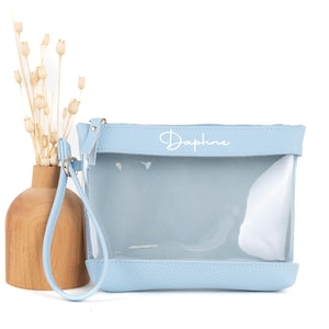Personalized Clear Makeup Bag – Custom Bridesmaid Gift, Wedding Travel Toiletry Organizer, Bachelorette Favor, Name Pouch