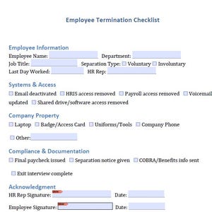 Checkliste für die Schließung durch Mitarbeiter | Bearbeitbare HR-Vorlage (PDF + Word)