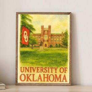 Oklahoma Universität Evans Hall Aquarell Kunstdruck: Schoen Alumni Geschenk