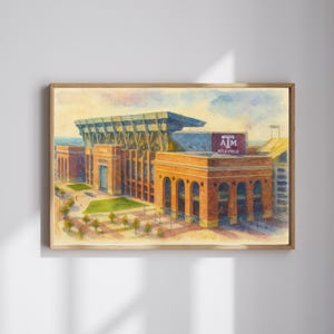 Texas A&M Kyle Field Poster | Aggie Stadium Wall Art | College Station Digital Download | TAMU Watercolor Print | Aggie Football Gift